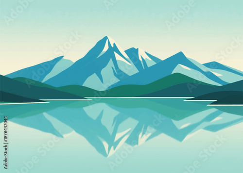 The Beauty of Mountain Views Illustrator Artwork Creative Design Template 