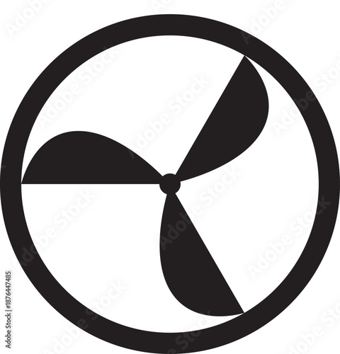 3 blade fan icon with circle
