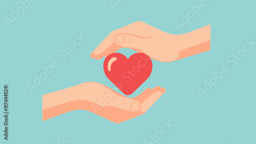 Generosity and Care Hands Gently Holding a Heart Symbolizing Love, Kindness, and Philanthropy