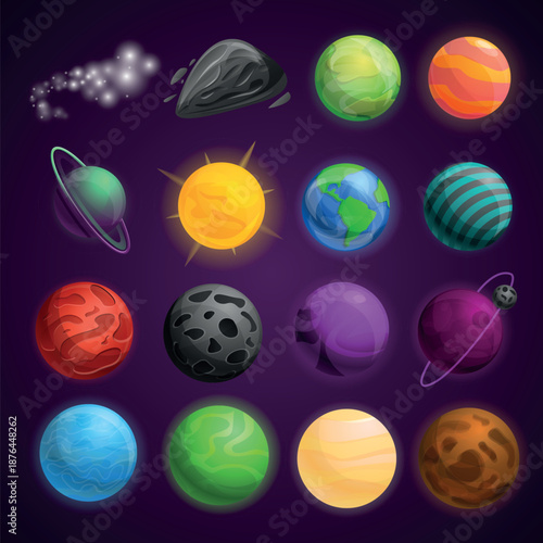 Pixel Art Planets and Space Objects Collection cosmos