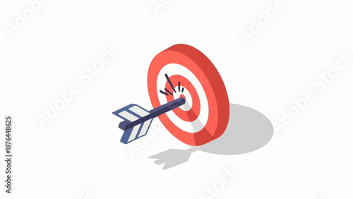 Arrow hits bullseye on target, symbolizing achievement and success