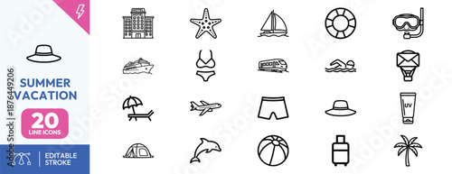 Summer Vacation Travel Icons