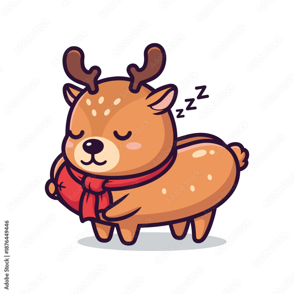 Obraz premium Sleeping Deer Cartoon Illustration