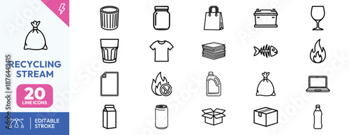 Recycling Stream Icons for Eco-Friendly Practices