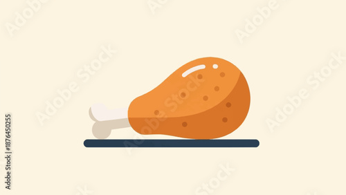 A simple, flat illustration of a crispy fried chicken leg on a dark platter