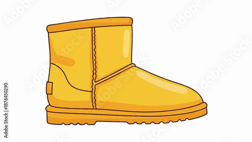 A simple, illustrated, warm, yellow boot, suitable for cold weather