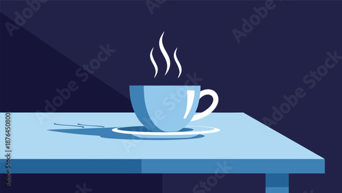Steaming Hot Coffee Cup on Saucer - Minimalist Vector Illustration