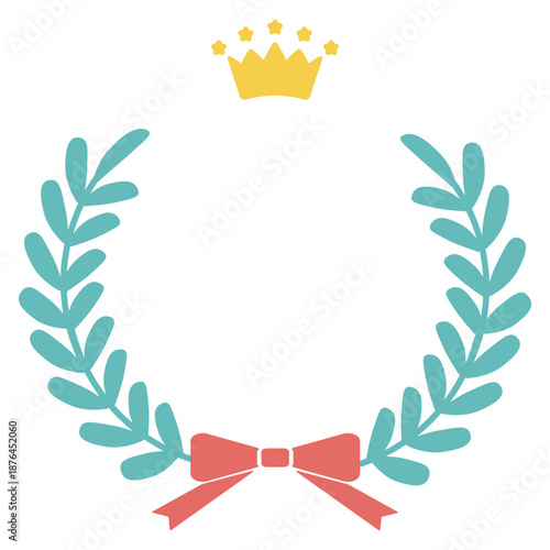 月桂樹とリボン(蝶々結び)のかわいいアワードランキングフレーム