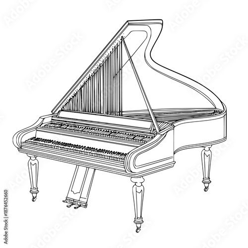 Elegant Rhapsody: Monochrome Melodic Masterpiece | Clean, isolated vector art for creative projects.