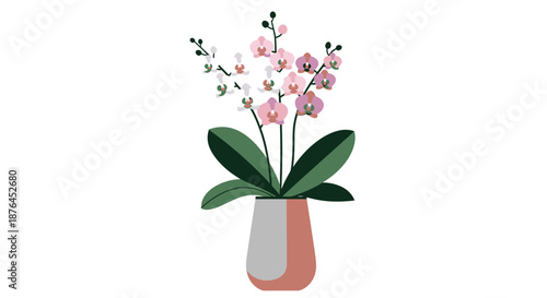 Elegant Potted Orchid Flowers in a Decorative Vase