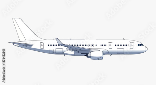 Illustration of a commercial airplane in profile.