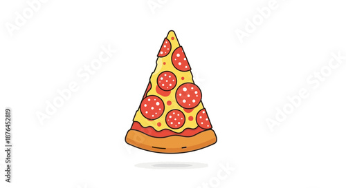Slice of pepperoni pizza with a white background