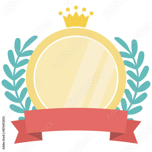 月桂樹とリボンのアワードランキングフレーム(金)