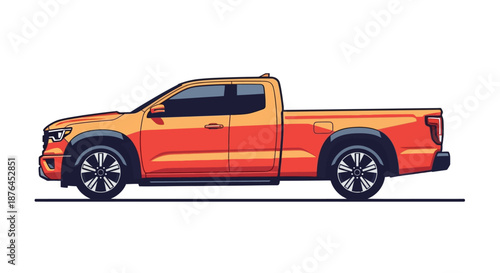 Modern orange pickup truck illustration