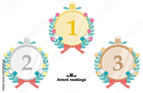 花束とリボンのかわいいトップ3アイコン - アワードランキング素材