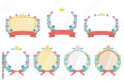 花束とリボンのかわいいアワードランキングフレームセット
