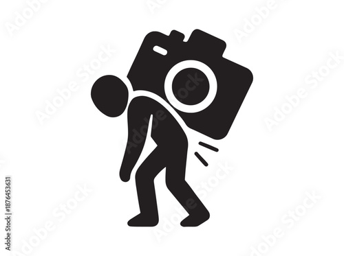 photographer carrying large camera on back illustration design concept