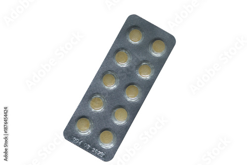 Blister Pack of Tablets Isolated on White Background