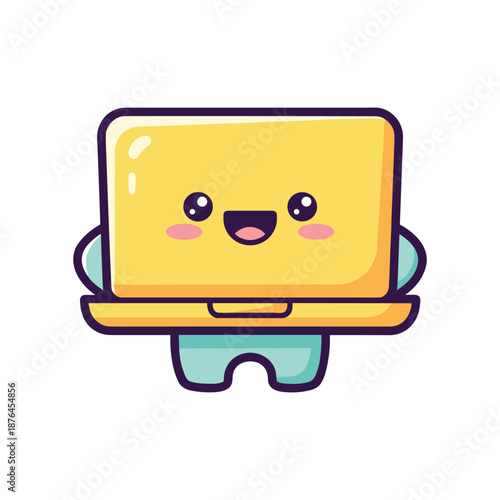Cute Cartoon Laptop Character Illustration