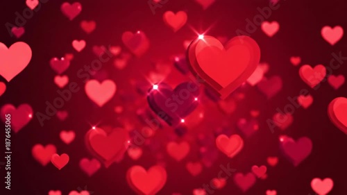 Floating red hearts background for love and romance concepts