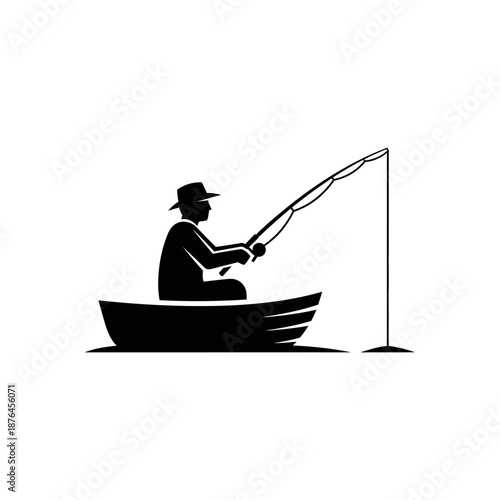 Angler Fishing by the River Silhouette
