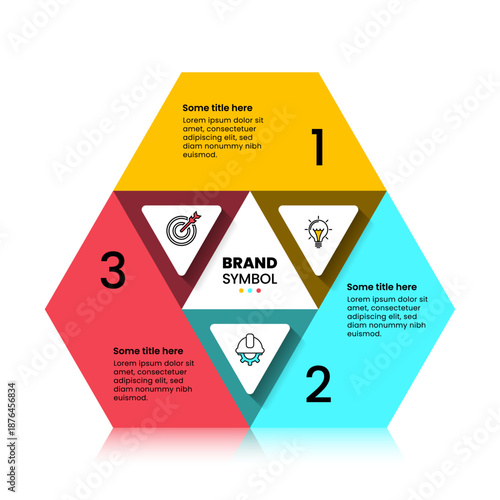 Infographic template. Triangle with 3 steps and icons
