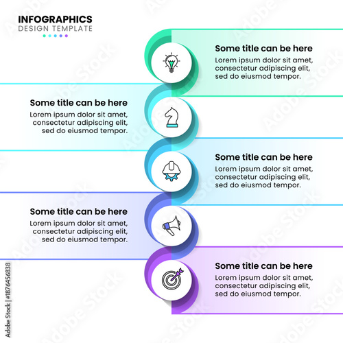 Infographic template. Vertical line with 5 circles