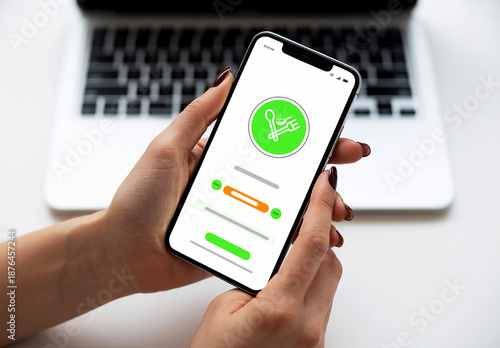 Hand Held Smartphone Mockup for Food App UI