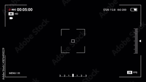 4K Digital DSLR Camera Viewfinder with Alpha Channel. 40 second timer with live recording indicator