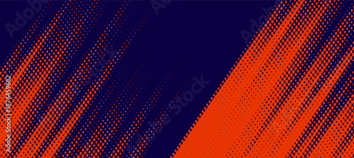 Abstract speed lines style orange color halftone banner design template.
