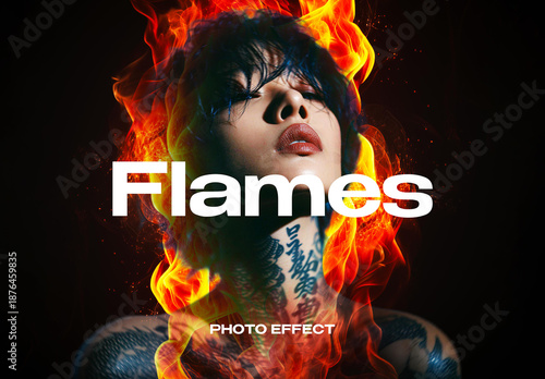 Flames Photo Effect Mockup