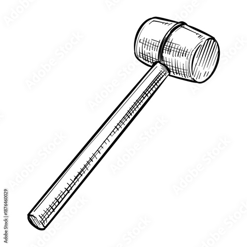 rubber mallet hammer vector line art hand drawn illustration