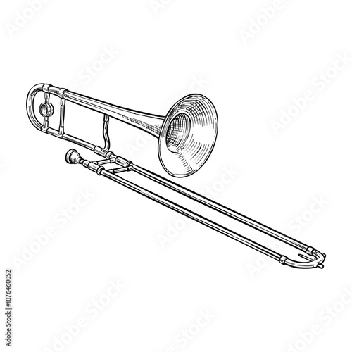 trombone vector line art hand drawn illustration