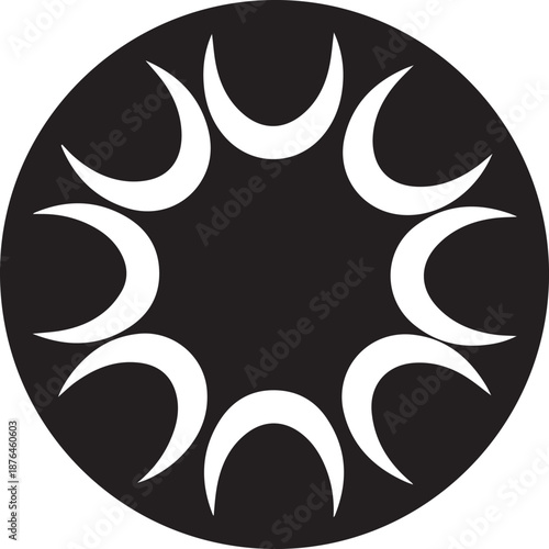 Circular pattern of crescent moons