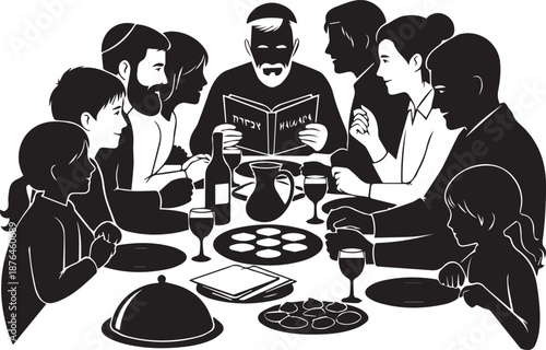 Family gathering for religious meal