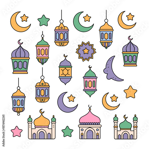 Festive Lanterns and Celestial Emblems: A vibrant and colorful collection of intricate lanterns and celestial symbols, celebrating cultural heritage and festive occasions.