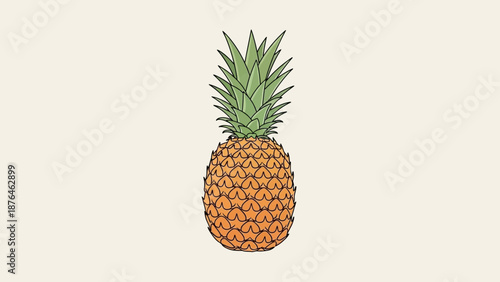 Vibrant yellow and green pineapple illustration showcasing tropical fruit freshness, perfect for summer designs, healthy eating concepts, or exotic beverage branding elements for a healthy lifestyle