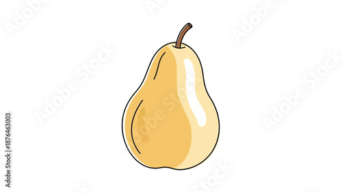 Digital illustration of a ripe yellow pear with a distinct brown stem, symbolizing healthy eating, fresh produce, and natural goodness for culinary or lifestyle design