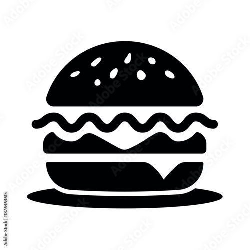
An illustration showing a black burger logo icon on a white background