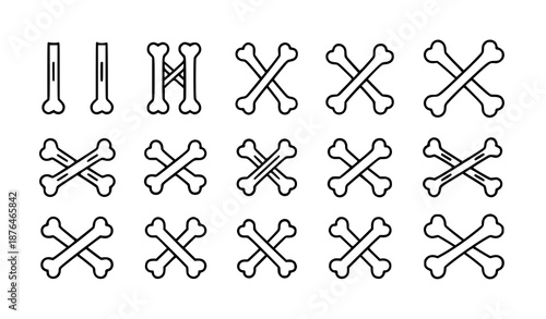 Modern bones linear icon set with mixed stroke line styles for infographic web vector