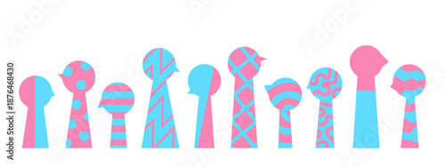 Transgender awareness and visibility banner. Genderqueer silhouettes with trans flag colors. Diversity concept.