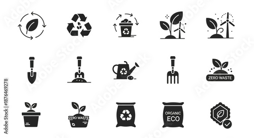 Ecology Icons Set for Environmental Awareness.