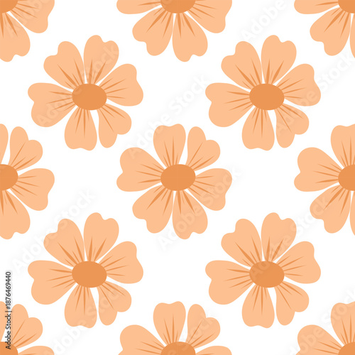 Floral head seamless pattern, full bloom. Flower head background, floral fabric print. Large bloom pattern, decorative textile
