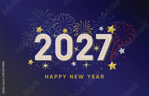 Happy New Year 2027 Celebration Background with Fireworks