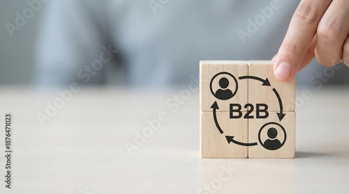 Wallpaper Mural b2b business to business concept with wooden cubes Torontodigital.ca