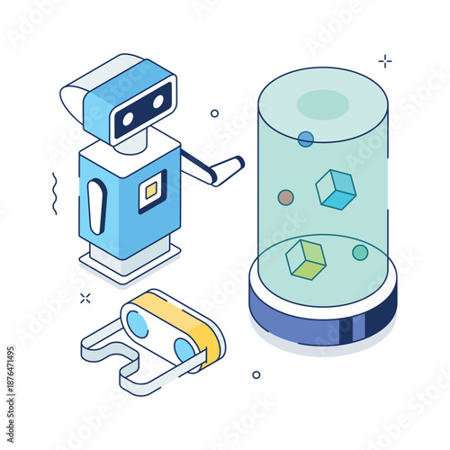 A premium isometric illustration of 3d modeling and digital design