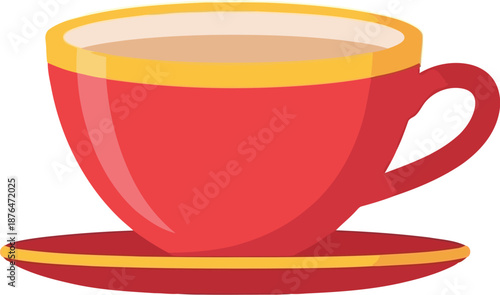 Red Teacup Illustration for Chinese New Year Celebration, Festive Tea Ceremony Clipart