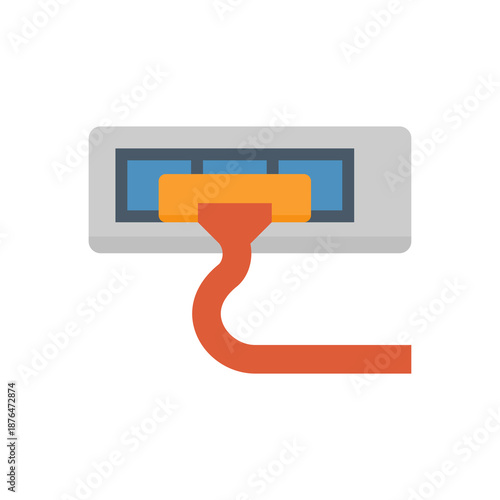 Air conditioner cleaning vector icon, vacuum cleaner removing dust from evaporator coil of indoor HVAC unit to improved airflow, cooling performance, energy savings and healthier air quality.