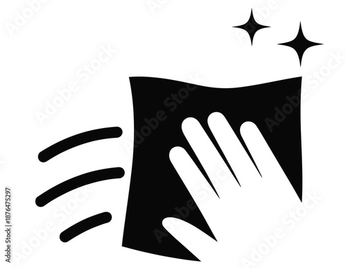 a hand wiping a surface with a cloth and sparkling clean