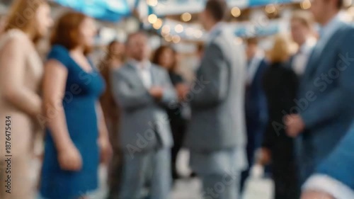 Wallpaper Mural Business Congregation: A large group of professional people, diverse in appearance, gathers in an interior setting. Some engage in discussions, others observe. Torontodigital.ca